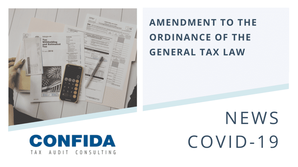 Amendment to the Ordinance of the General Tax Law